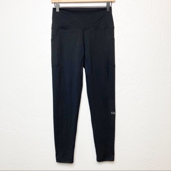 SB Sox leggings solid black 2 stash pockets - Picture 1 of 5